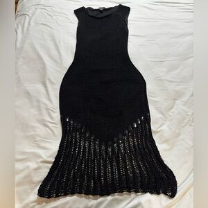 Guess Collection Small Black Crochet Slip Dress Whimsigoth Sexy - hugs the body